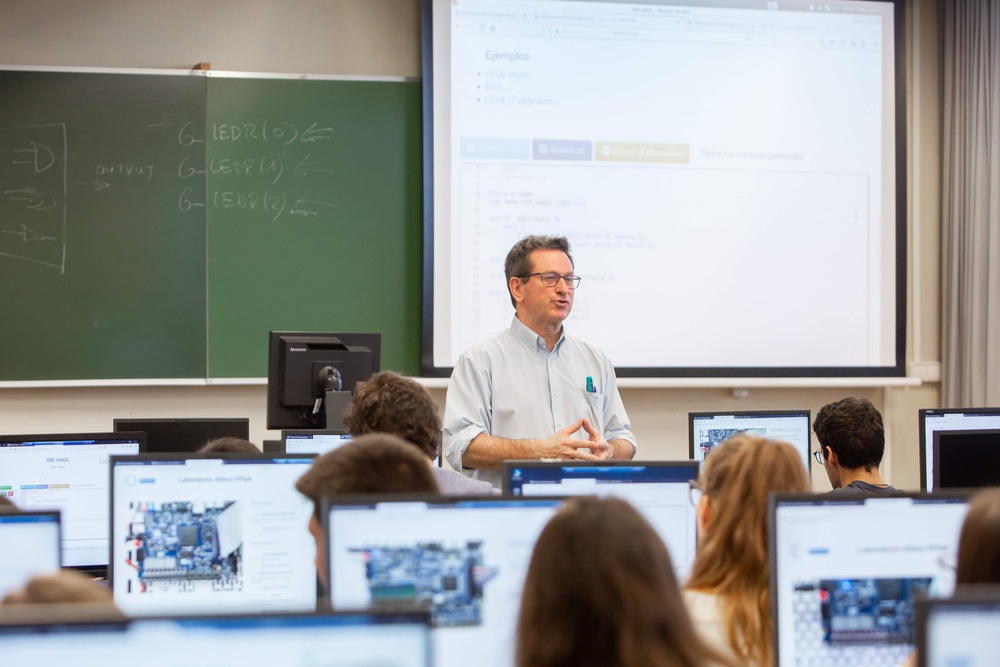 University students working together